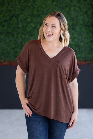 Brown Slouchy Boyfriend V-Neck
