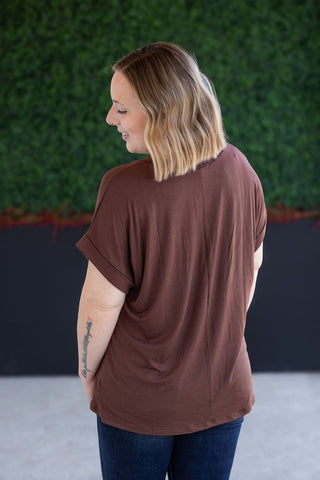 Brown Slouchy Boyfriend V-Neck