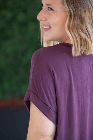 Plum Slouchy Boyfriend V-Neck