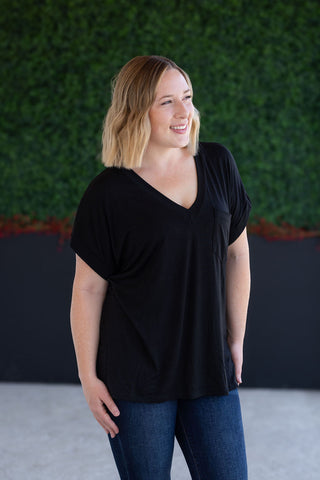 Black Slouchy Boyfriend V-Neck