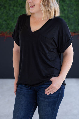 Black Slouchy Boyfriend V-Neck