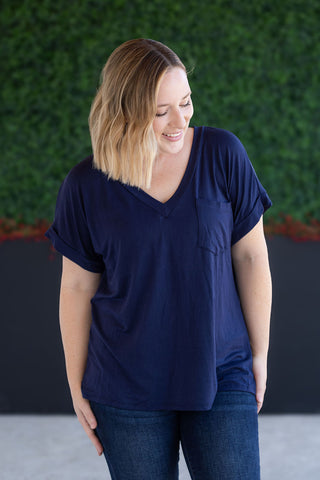 Navy Slouchy Boyfriend V-Neck