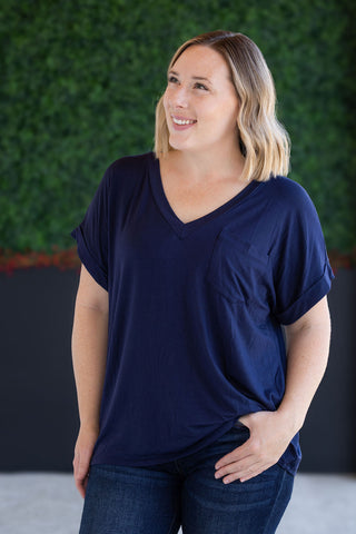 Navy Slouchy Boyfriend V-Neck