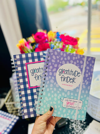 Navy Gingham Gratitude Finder Journal