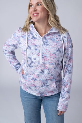 Ditsy Blush Floral Half Zip Hoodie