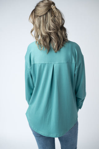 Teal Button Down Top