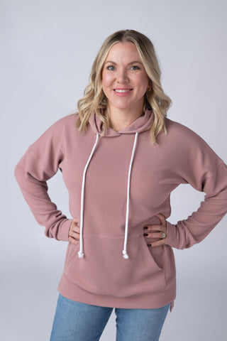 Rose Ribbed Hoodie