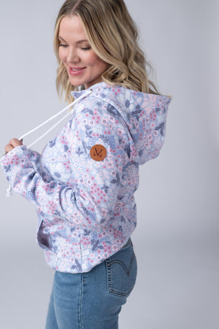 Ditsy Blush Floral Half Zip Hoodie
