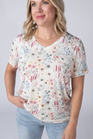 Wildflower Gardens Relaxed Fit V-Neck Top