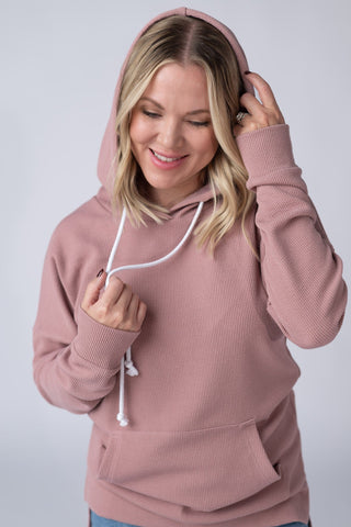 Rose Ribbed Hoodie