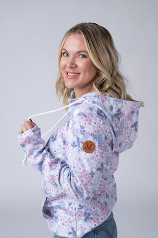 Ditsy Blush Floral Half Zip Hoodie