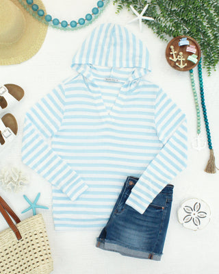 Sky Blue Striped Hoodie