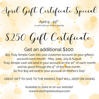 April Gift Certificate Special