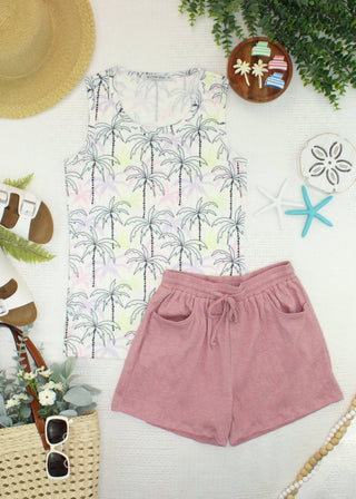 Dusty Rose Crinkle Shorts