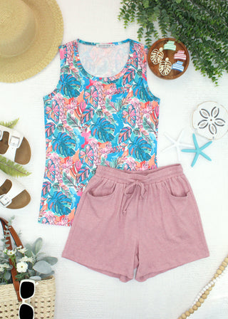 Dusty Rose Crinkle Shorts