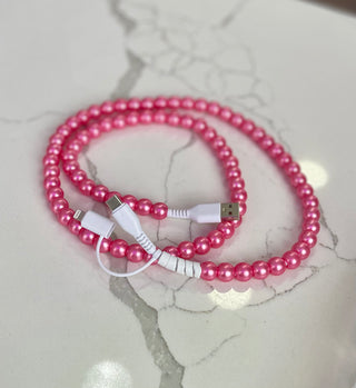 Metallic Bubblegum Beaded Dual Charging Cable - USB-C & Lightning