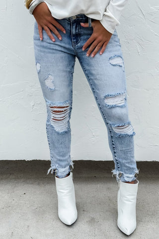 *Pre-Sale* Light Wash Distressed Skinny Jeans