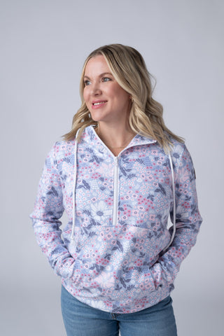 Ditsy Blush Floral Half Zip Hoodie