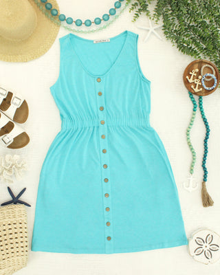 Aqua Button Dress