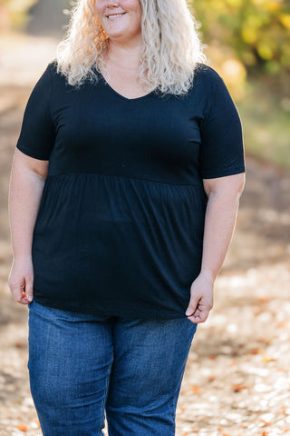 Black V-Neck Babydoll Top