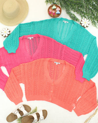 Pink Cropped Cardigan