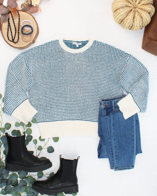 Teal and Ivory Sweater