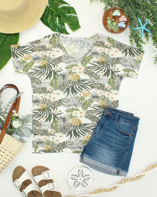 Pineapple Leaf V-Neck Top