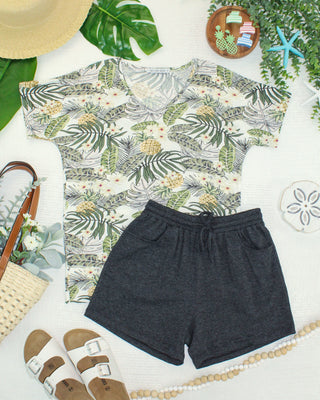 Pineapple Leaf V-Neck Top