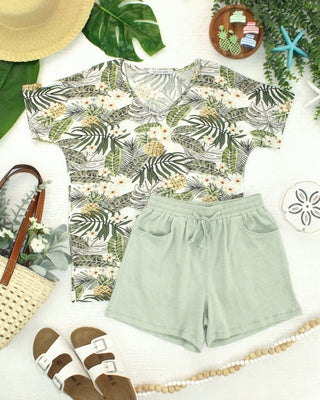 Pineapple Leaf V-Neck Top