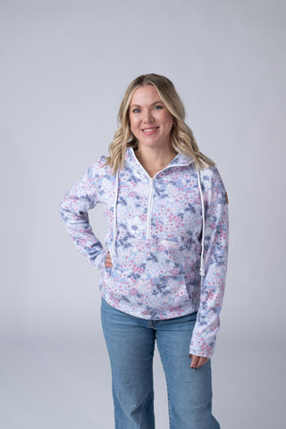 Ditsy Blush Floral Half Zip Hoodie