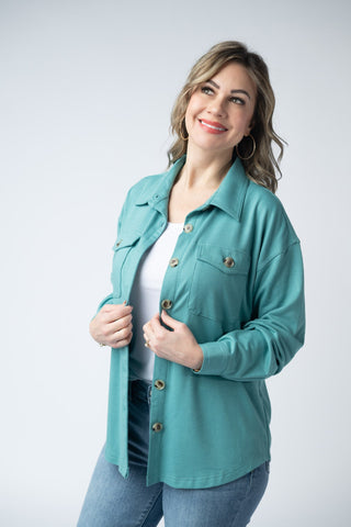 Teal Button Down Top