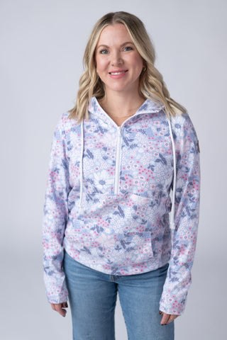 Ditsy Blush Floral Half Zip Hoodie