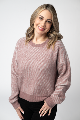 Dusty Rose Cozy Crew Sweater