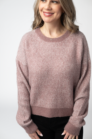 Dusty Rose Cozy Crew Sweater