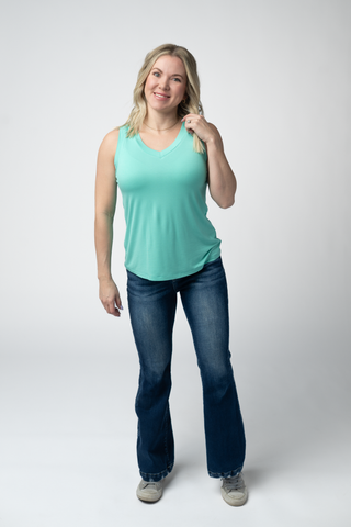 Turquoise Relaxed Fit V-Neck Tank