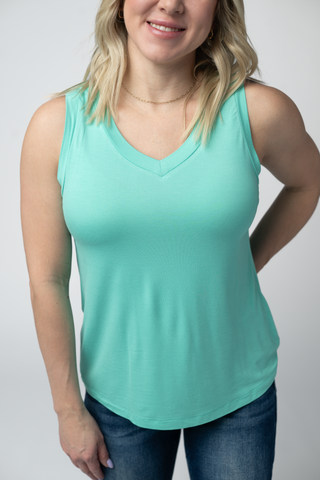 Turquoise Relaxed Fit V-Neck Tank