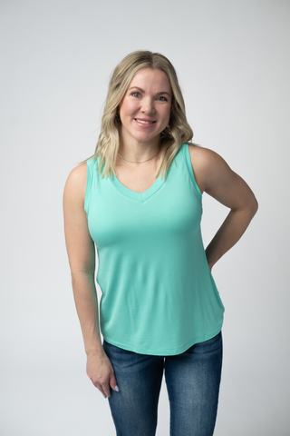 Turquoise Relaxed Fit V-Neck Tank