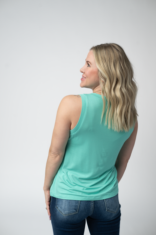 Turquoise Relaxed Fit V-Neck Tank