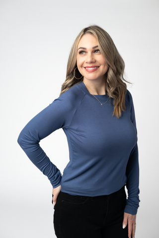 Blue Long Sleeve Top w/ Thumbholes