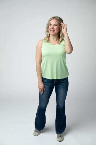 Lime Relaxed Fit V-Neck Tank