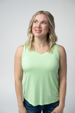Lime Relaxed Fit V-Neck Tank