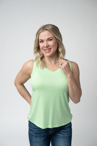 Lime Relaxed Fit V-Neck Tank