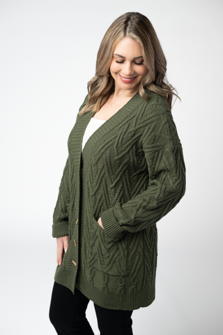 Olive Knit Button Sweater