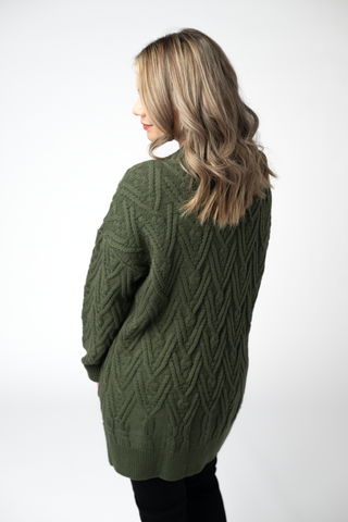 Olive Knit Button Sweater