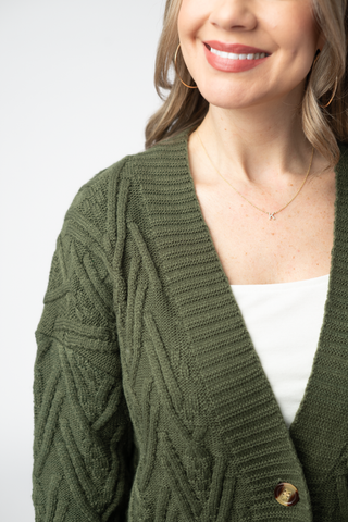 Olive Knit Button Sweater