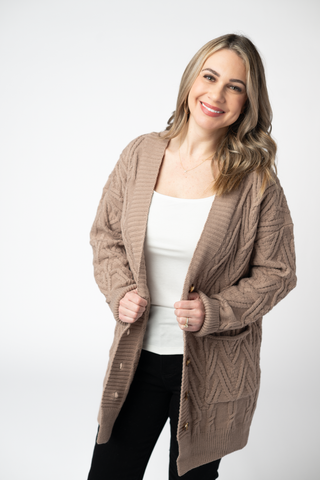 Mocha Knit Button Sweater