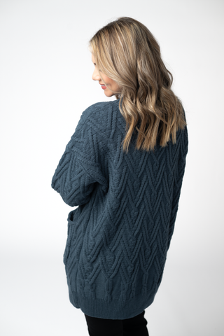 Navy Knit Button Sweater