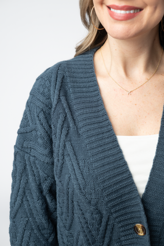 Navy Knit Button Sweater