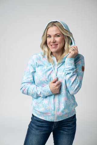 Aqua Palm Full Zip Hoodie