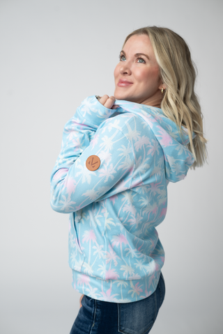 Aqua Palm Full Zip Hoodie